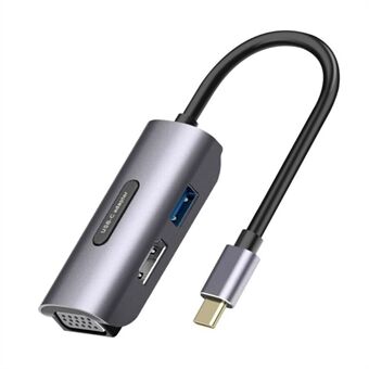 V186A 3 i 1 Type-C Hub Adapter USB-C till VGA + USB3.0 Dock Station splitterkabel för bärbar dator