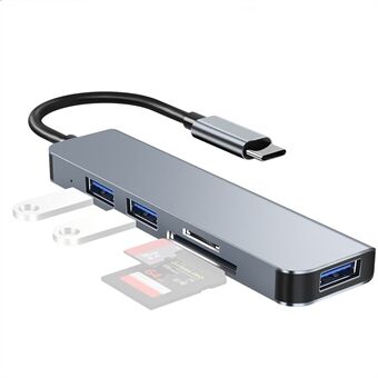 YG-2103 5 in 1 USB 3.1 Type-C Hub Adapter Dataöverföring Converter Dockningsstation med TF-kort USB3.0 USB2.0-portar för datorer Bärbara datorer