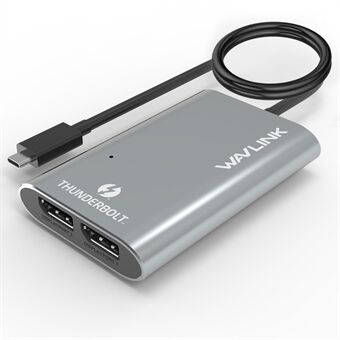 WAVLINK UTA21D Thunderbolt 3 Typ-C till dubbel DisplayPort-adapter DP 4K / 5K / 8K Videovisningsomvandlare