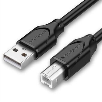 MINDPURE US002 10m USB2.0 Hane till fyrkantig USB Typ-B Hane Skrivarkabel Datorutskriftsanslutningssladd - Svart