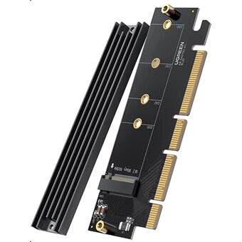 UGREEN 30715 NVMe PCIe Adapter PCle Gen4 x16 till M.2 expansionskort M.2 SSD till PCIe 4.0 X16 / X8 / X4-kort med kylfläns M.2 PCIe-omvandlare Kompatibel med Thunderbolt 3