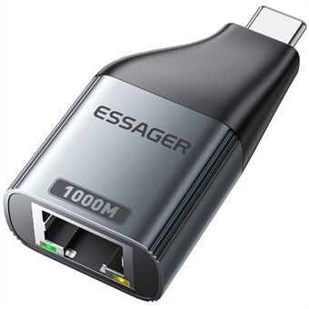 ESSAGER 1000Mbps Ethernet LAN Adapter Aluminiumlegering Type-C till RJ45 Gigabit Nätverkskontakt