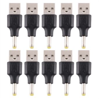 10 st likströmskontakt 4,0 x 1,7 mm hane till USB 2,0 hane-adapter