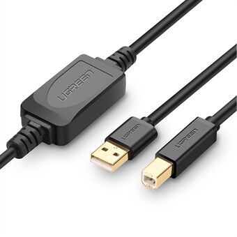 UGREEN 10374 10m USB-skrivarkabel med förstärkarförlängare USB2.0 Hane till USB B Hane Skrivarsladd Stöd 480 Mbps Dataöverföring Kompatibel med Mac / HP / Canon / Dell / Xerox / Samsung