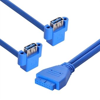 U3-063 0,5 m USB till 20-stiftskabel Dual Armbow USB 3.0 hona till moderkort 20-stifts Box Header Slot Panelmonterad datakabel