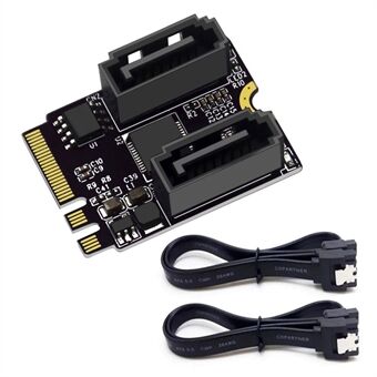 SA-034 22x30 mm NGFF-nyckel A + E PCI Express till Dual SATA-7P 3.0 6Gbps Adapter Card Hårddisk Extension Converter JMB582