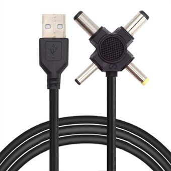 PW-010-AM USB 2.0 till DC 5.5x2.5mm 5.5x2.1mm 4.0x1.7mm 3.5x1.3mm Anslutningsladdningskabel, 1.5m