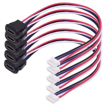 CN-025-4P 5 st / set DIY OEM Typ C kvinnlig kontakt till 4-stifts huvudkontaktkabel Stiftavstånd 2,0 mm Låsmontering Typ DC 5V / 20V PD Power