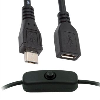 PW-012-MM Micro USB2.0-kabel med På / Av strömbrytarknapp Micro 5-pin hane till hona för DC 5V skrivbordslampa fläkt kamera