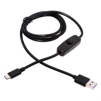 PW-015-TC 1m Type-C Hane till USB-A Hane USB2.0 Kabel med På / Av Strömbrytarknapp för DC5V Skrivbordslampa Fläkt Kamera