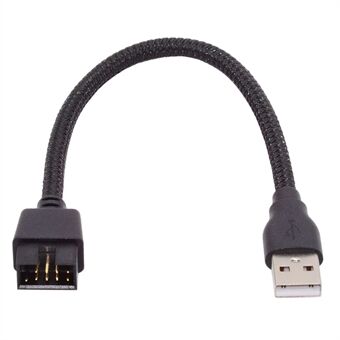 U2-076 Enkelt USB 2.0 Hane Typ-A till Moderkort 9Pin 10Pin Hane Headerkabel med Hylsa 20cm