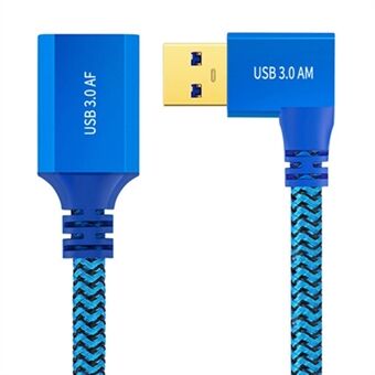 1m Vänstervinklad USB 3.0 Hane till Hona Höghastighets Förlängningskabel för USB-minne / Mus / Tangentbord