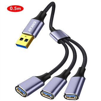 0,5m ENKAY ENK-CB172 USB 2.0 till 3 USB 2.0 Laddningskabel OTG Splitter Y Förlängningssladd - Grå