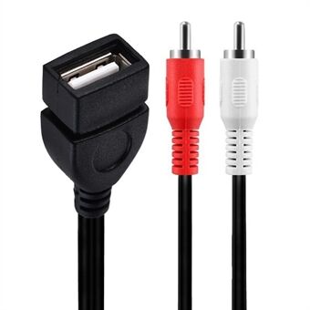 JUNSUNMAY 0,2 m USB 2.0 hona till 2 RCA hane video AV-omvandlare Videokamera Ljuddelarkabel