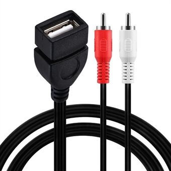 JUNSUNMAY 1,5 m USB 2.0 till 2 RCA hona till hane Video AV Converter Videokamera Ljuddelarkabel