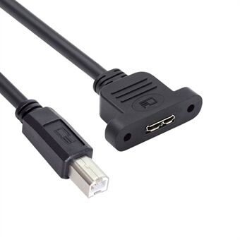 U3-012-BM 50cm Micro 3.0 Typ-B kvinnlig till Typ-B USB 2.0 hane Kabel med skruvfäste 480Mbps förlängningskabel.