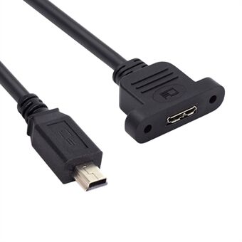 U3-012-MN 50cm Micro 3.0 Type-B hona till Mini USB 2.0 5-stiftshane 480 Mbps-kabel med skruvmonteringstyp förlängningskabel