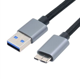 U3-075-MM 0.3m USB 3.0-hane till Micro 3.0-hane-kabel 5 Gbps Dataöverföringsomvandlare för Disk SSD (Silverfärgad skal)