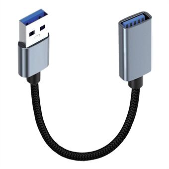 JUNSUNMAY 0.3m USB 3.0-hane till hona 2A laddning 5Gbps datakabel Nylonflätad förlängningskabel