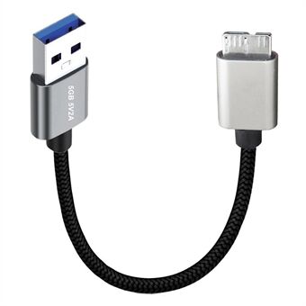 JUNSUNMAY 0,3 meter USB-A 3.0 hane till Micro-B hane nylonkabel hårddiskkamera datakabel.