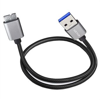 JUNSUNMAY 1m USB-A 3.0 Hane till Micro-B Hane Nylon dataöverföringskabel för hårddiskkamera