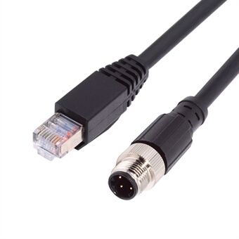 UT-021-1.0M M12 typ-D D-kodad 4-stifts hane till RJ45 Cat5e hane kabel Lan Ethernet-nätverk Industritillämpningar IP67 Patch Cord