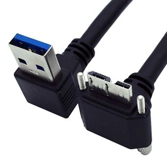 U3-078-DN 90 graders vinkel neråt USB 3.0 A-hane till Micro-B 3.0-kontakt vinklad låsskruvspanelkabel 25 cm