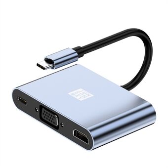 JUNSUNMAY JSM-HUB012 Typ-C Hub Adapter 5-i-1 USB-C dockningsstation HD+VGA Splitter 4K HD Video 3,5 mm Audio Multi-Port Converter