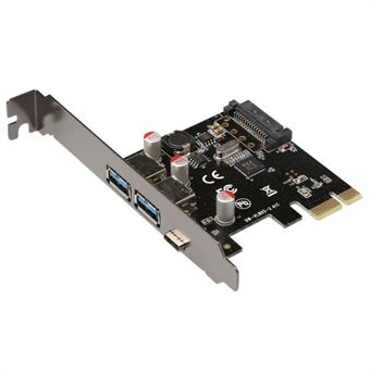 TXB055 USB3.1 Typ-C + Dubbel USB3.0 Typ-A PCI-E expansionskort