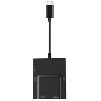 NK-3057HDMI USB-C Hub Adapter till 2xUSB 3.0+HD+Type-C+RJ45-omvandlare för bärbar dator