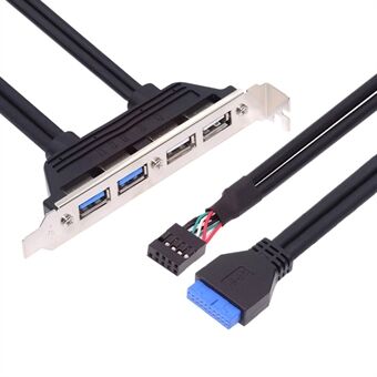 U3-066-U2 Intern Fyra USB2.0 & USB 3.0 Kvinnlig Monteringspanel till Moderkort 9-pin 19-pin 20-pin Baffelkabel