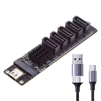 SA-035-TC 10Gbps Typ-C till NGFF Nyckel B+M SATA 6Gbps 5-portars Adapter Omvandlare, Chip: JMB575+JMS580