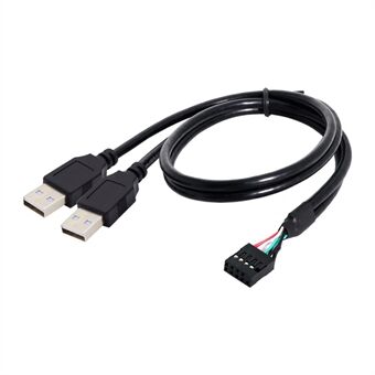 U2-128 50 cm moderkort 9-stifts honkåpa till dubbel USB 2.0 hane typ-A-kabel