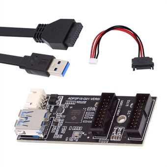 U3-084-AF+UC-117 5Gbps Type-E 19 / 20Pin Header till USB 3.0 19 / 20Pin Dubbla Portar Kvinnliga PCBA Typ Adapter Splitter HUB