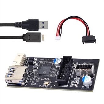 U3-084-EF+UC-117 5Gbps Typ-E 19 / 20Pin-Header till USB 3.0 20Pin & Typ-E Dubbla Portar Kvinna PCBA Typ Adapter Splitter HUB.