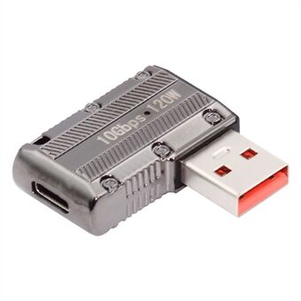 UC-029-TC001 USB 3.1 Typ C-hona till USB 3.0 Typ-A-hane 90 graders vinklad platt typ 10 Gbps data 120 W strömadapter