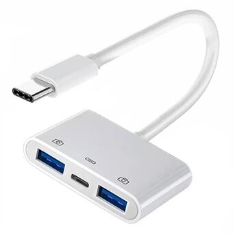 UC-155-TC003 Typ C till Dubbel Typ-A USB3.0 Honkontakt med PD-strömadapter Kompatibel med bärbara datorer, surfplattor och telefoner.