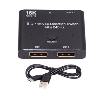 DP-030-16K DP DisplayPort 2.0 Bi-Direction 2x1 Switch Hub Support HDCP SST Extended 16K / 60hz 4K / 240hz Converter translates to:

DP-030-16K DP DisplayPort 2.0 Tvåvägs 2x1-omkopplare Stöder HDCP SST Utökad 16K / 60hz 4K / 240hz-omvandlare.