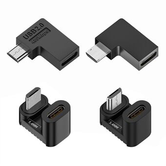 UC-102 4 St. / Set USB2.0 Typ C-hona till Micro USB-hane strömadaptrar, 90 graders vinklad typ.