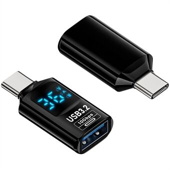 60W 10Gbps Digital Display USB-A till Type-C Adapter Hona till Hane Mini Omvandlare