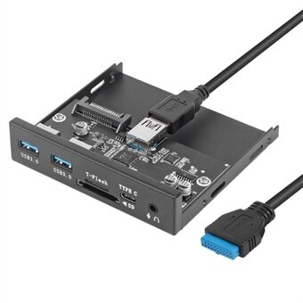 Y29 3,5-tums Expansionsdocka för Främre Fack med 2xUSB3.0 + TF / SD Kortplats + Type-C + Ljudanslutning Expansionspanel