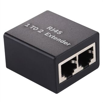 1 till 2 RJ45 Splitter Connector Inline LAN-kontakter Ethernet-kabelförlängningsadapter - svart