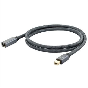 1m Mini DP hane till hona kabel sladd flätad DisplayPort förlängningskabel stöd 1080P @ 60Hz 4K @ 60Hz 2K @ 144Hz - Grå