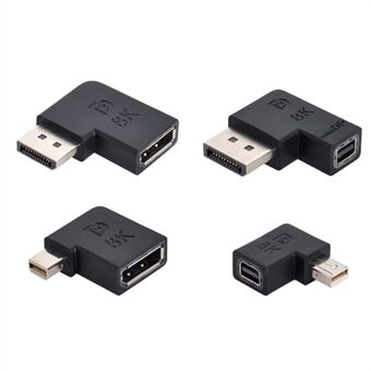 DP-036 4CS 90 Degrees Left Angled Mini DisplayPort 1.4 8K 60HZ to DP Adapter Male Female Ultra-HD UHD for Video PC Laptop TV