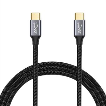 2 m Typ C till Typ C-kabel USB 3.1 multifunktionell Gen2 10 Gbps 100 W PD Nylon flätad USB C-kabel (hane till hane)