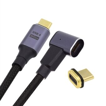 UC-034-RI USB-C magnetisk kontakt USB4-kabel 20Gbps vänster högervinklad 90-graders 100W Laddning 8K / 5K videosladd