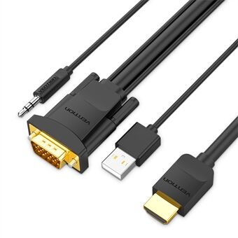 VENTION ABIBF ABI-serien 1m HDMI till VGA-kabel med 3,5 mm ljud, USB-A-kontakt, 1080P / 60Hz