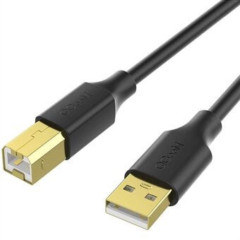 QGEEM QG-CVQ20 1 m guldpläterad höghastighetsskannersladd USB 2.0 A hane till B hane skrivarkabel kompatibel med skrivare skanner faxmaskin