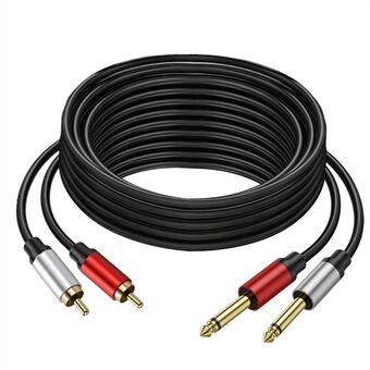 5m Dual 1 / 4 tum TS till Dual RCA Stereo Ljudkabel 2x 6,35mm TS till RCA Hane Adapterkabel