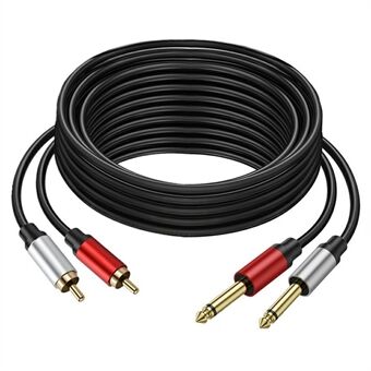 2m Dual 1 / 4 tum TS till Dual RCA Stereo Audio-kabel 2x 6,35mm TS till RCA hane adapterkabel